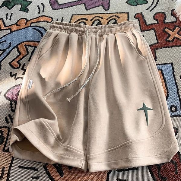 2026 New Designers Black Star-shaped Shorts Summer Synthetic Leather Casual Sport - Retro Extended Edition Men's Luxury Beach Pants