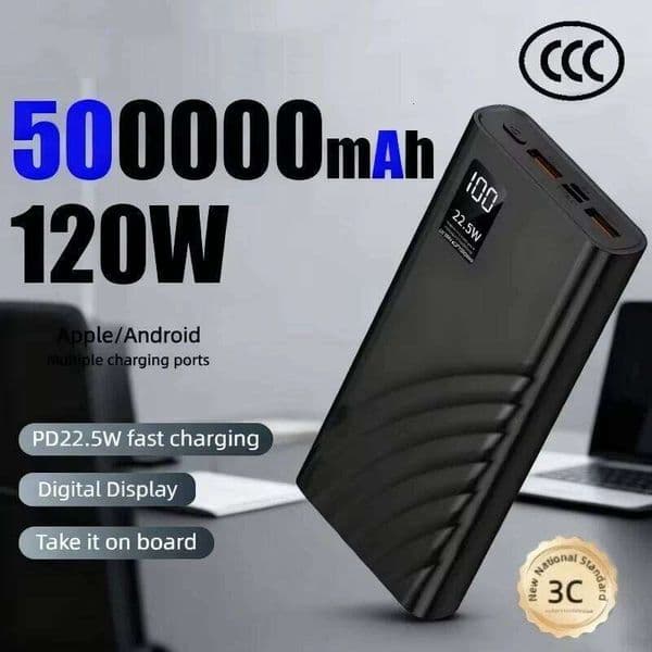 120W Super Fast Charging Power Bank 50000mAh High Capacity Digital Display External Battery For iPhone Android 2025 H260226