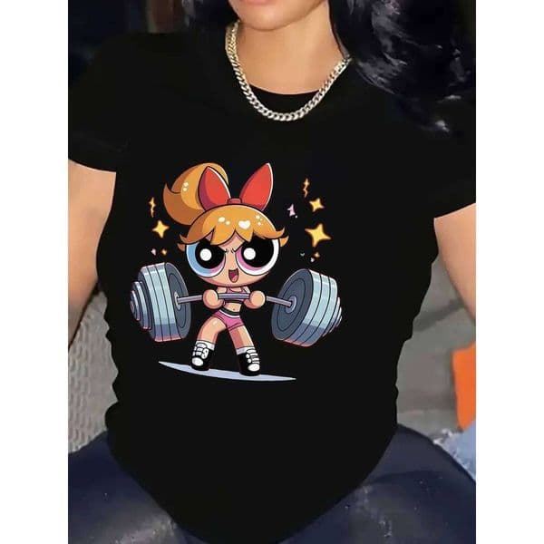 Girls Super Powerful Blouse Training Streetwear Women's Shirt Academy Gym Fitness T-shirt Aesthetic Clothes C260226