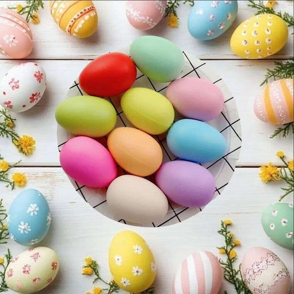 Toys, Plastic Fake DIY Paintable Eggs for Crafts Hunts Basket Fillers Easter Gift and Party Favor 26Y0226
