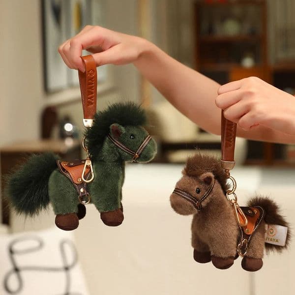 13/22cm High Quality Plush Steed Toy with Saddle Cute Plush Horse Doll Lovely Stuffed Animal Bag Charm 260202