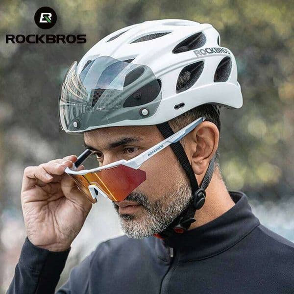 ROCKBROS Cycling Lightweight Integrated Head Protection Safety With Goggles Men Women MTB Road Bike Helmet 26Y0226