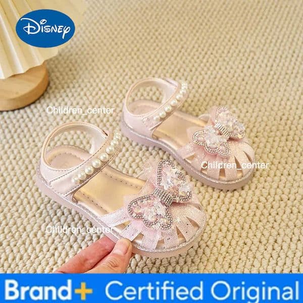 Girls Princess Shoes Hollowed-out Breathable 2025 Summer New Kids Beach Shoes Sweet Star Bows Children Sandals Beading Ins Trend H260226