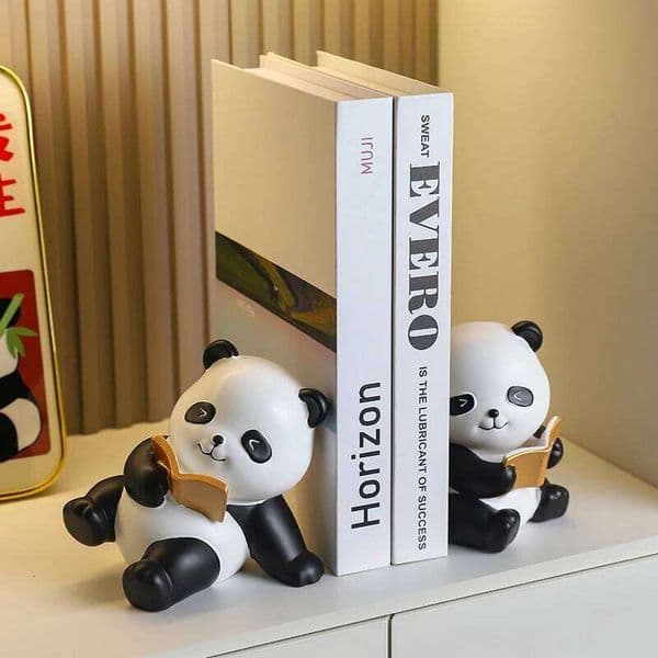 2Pcs: Library Decorative Desktop Cute Panda School Office Resin Book Holder 26Y0226