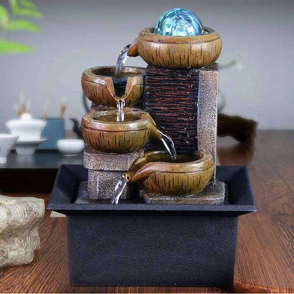 Gifts Desktop Water Fountain Portable Tabletop Waterfall Kit Soothing Relaxation Zen Meditation Lucky Fengshui Home Decorations 26Y0226