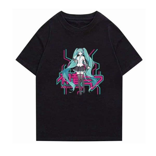 MINISO Hatsune Miku Summer Tshirt Casual Comfortable Top with Cartoon Print for Daily Anime Fashion Wear Z260225
