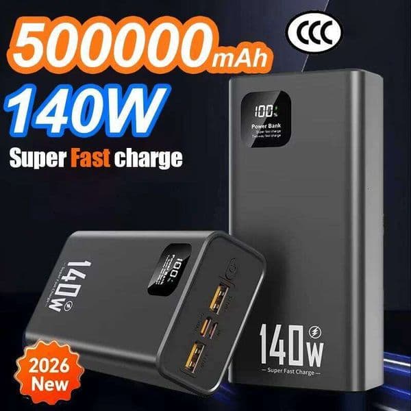 500000mAh Power Bank 140W Super Fast Charging Powerbank Portable External Battery Charger for iPhone H260227