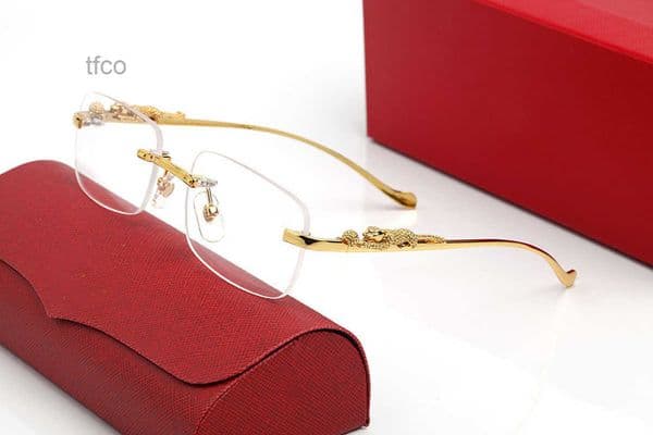 Fashion Designer Sunglasses For Women Vintage Mens Buffalo Horn Glasses Panther Gold Silver Metal Legs Rimless Sunglass Mens Travel Tour Eyeglasses Lunettes gafas