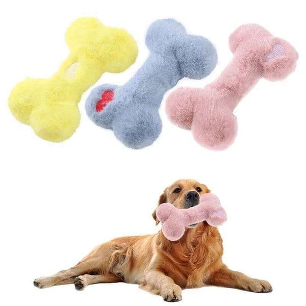 Cute love bone plush vocal dog toys containing bb called grinding teeth bite resistant interactive play pet supplies 26Y0227
