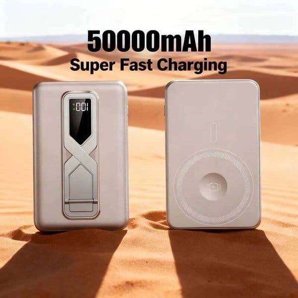 50000mAh Ultra Magnetic Powerbank Wireless 20W Fast Charging External battery with Stand Portable Cable For Iphone 12-17 H260227