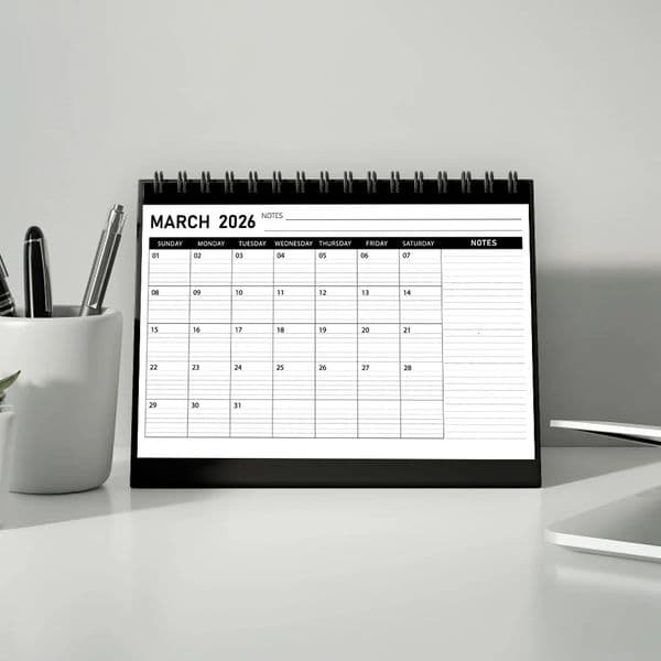 1pc 2026 Calendar Black and White Minimalist 12 Months Monthly ScheduleDesk CalendarPerfect Gift for Birthdays Christmas 260203