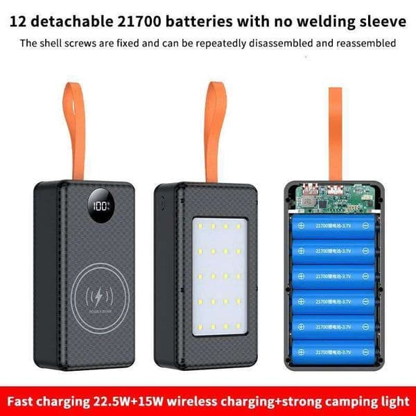 1Pc 12*21700 DIY Power Bank Case, 22.5W Fast Charge + 15W Wireless Charging, Dual USB/Type-C Output with LED Indicator Light H260227