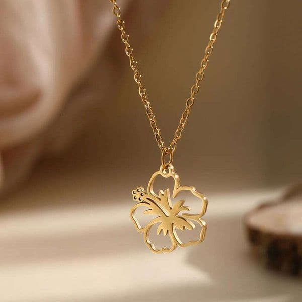 DGIDDK Stainless Steel Hollow Design Flower Pendant Necklace Women's Fashion Simple Suitable For Everyday Wear Collarbone Chain Z260227