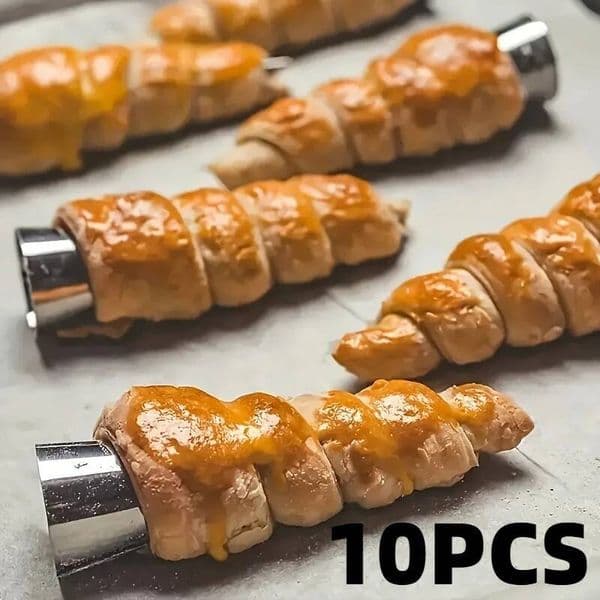 Bestseller 10pcs Conical Tubes Cream Molds Stainless Steel Cone Tubular Shaped Croissant Mold Pancake Tube Cake Cookie Dessert Tool ddmytues