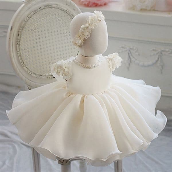 Baby Girl Dress Lace Beading Appliques Baptism Dress for Girls 1st Year Birthday Party Wedding Christening Baby Infant Clothing 260124