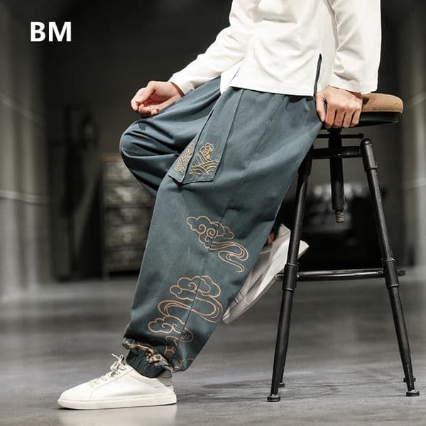 Chinese Style Retro Auspicious Clouds Print Pants Men Clothing Autumn Fashion Clothes Loose Casual Pants Plus Size Harem Pants 260227BJ