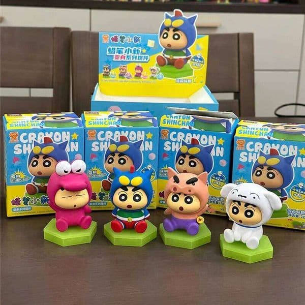 4pcs/set Anime Crayon Shin-chan Q version Sitting posture action figures PVC Model Toys doll Desk Decor Car ornaments gift boxed T260226