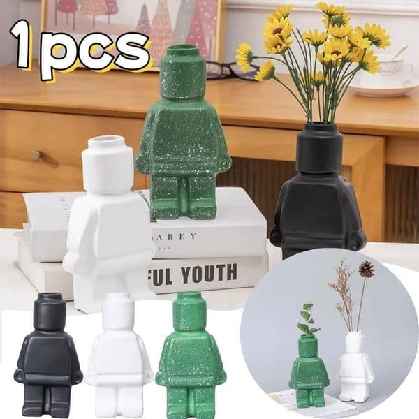 Bestseller 1pcs Nordic Style Resin Robot Creativity Home Interior Office Desk Cupboard Living Room Tv Cabinet Insert A Vase Decoration ddmytues