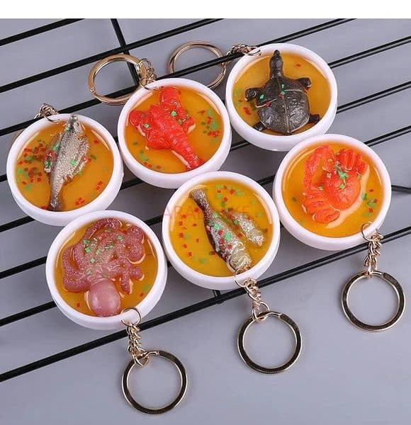 Bestseller 1pcs Simulated seafood dish model, keychain decoration, lobster, crab, creative fake food, mini small dish, bowl decoration ddmytues