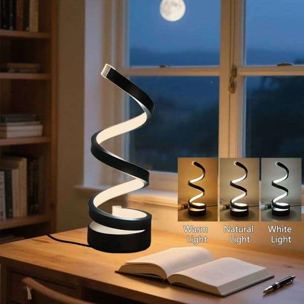 Creative Led Desk Reading Book USB Table Lamp Dimmable Night Light Spiral Snake Shape Button Switch White or RGB Optinal Z260226