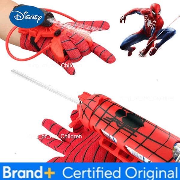 Disney Hot 1-2set Spiderman Cosplay Launcher Water gun Gloves Web Shooters Figure Toy Halloween Prop Toys For kid Wrist Launcher H260227
