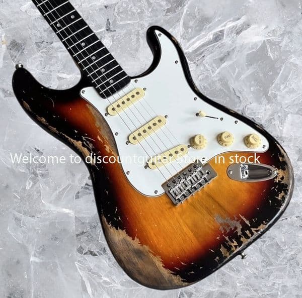 Custom Shop Heavy Sunburst Aged Electric Guitar 6 Strings Professional guitar