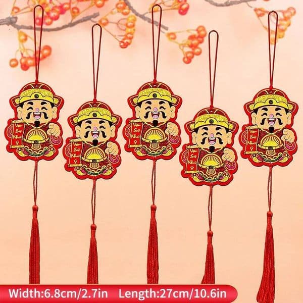 Bestseller 5PCS Chinese New Year Greeting Cards Blessing Bonsai Plant Decoration Pendant Spring Festival Yard Tree Decor Red Hanging Tags ddmytues