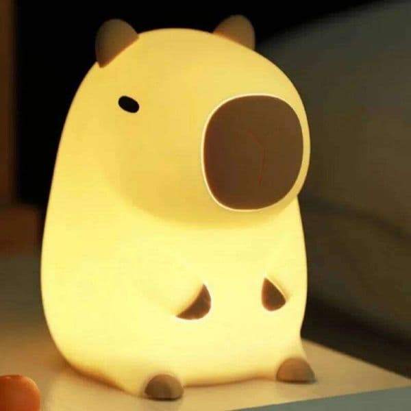 Cute Capybara Night Light Novelty Dimmable Nursery Nightlight Rechargeable Touch Silicone Pat Lamp for Kids Room Decor Z260226
