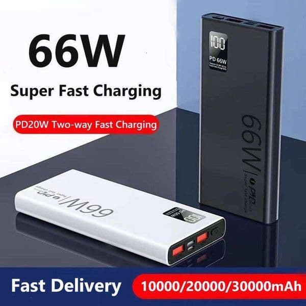 66W Power Bank 30000mAh Digital Type-C Fast Charging Powerbank for iPhone External Battery Poverbank H260227