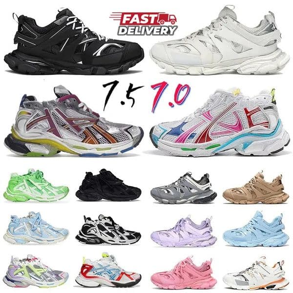 With Box Designer shoes Runner 7.0 7.5 Track 3.0 Womens Men Casual shoes Paris Triple Black White Pink Green Mens Trainers Gomma Loafers Plate-forme Luxury Sneakers
