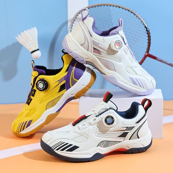 Free shipping Children's badminton shoes with adjustable buckle suitable for men's , women's and young boys and girls Perfect for light-weight sports training and tennis