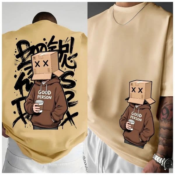 American Summer Mens Cartoon Character Letter Graffiti Print Comfortable and Breathable Round Neck Tshirt Outdoor Street Top 260227