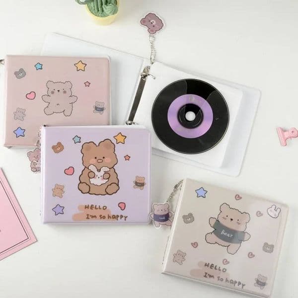 Bestseller Storage Collection Book Loose Leaf Box Portable Card Holder Cartoon Bear DVD Binder CD ddmytues