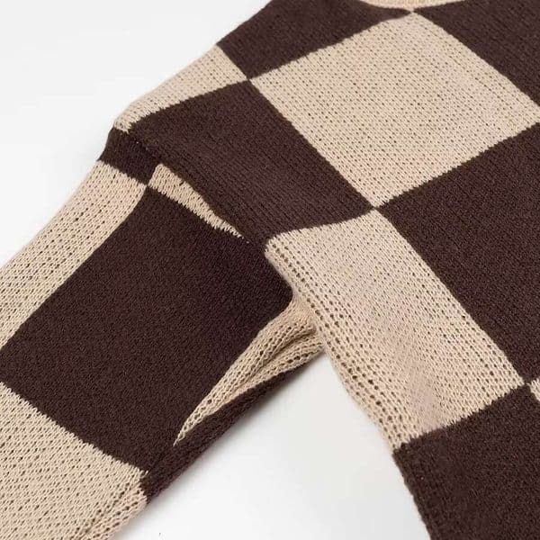 Versatile Women's Loose Knit Pullover, 2026 Winter New Checkered Sweater, Elegant Round Neck Long Sleeve B5