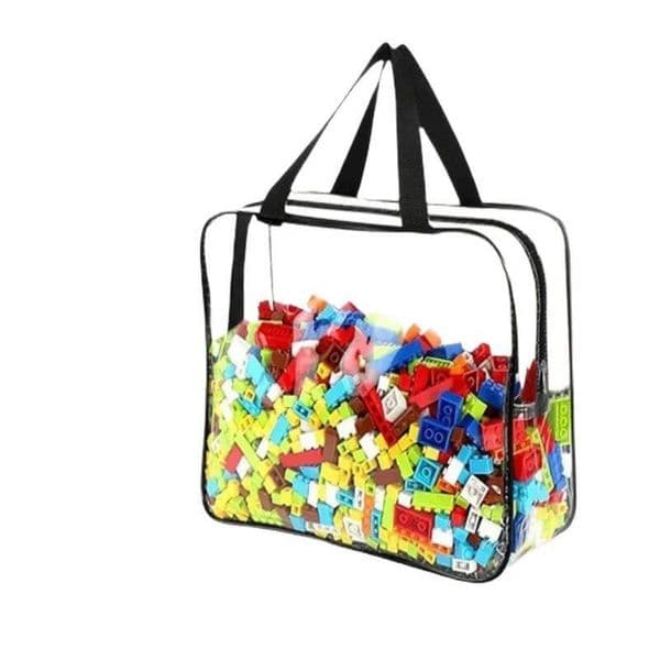 Bestseller 1Pc Extra Large Transparent Storage Bag Waterproof Zipper Building Blocks Parts Organizer Carry Case Portable Toy Travel Handba ddmytues