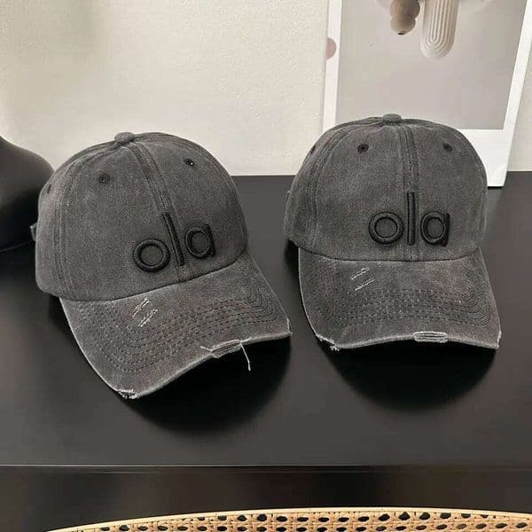 Washed Denim Cap Ola Letter Embroidery Vintage Style High Quality Luxury Feel Adjustable Baseball Hat