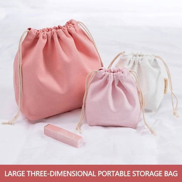 Bestseller Large Cotton Drawstring Storage Bag Structured Canvas Pouch for Delicates Cosmetics Multi-Use Travel Organizer 27x20x8.5cm ddmytues