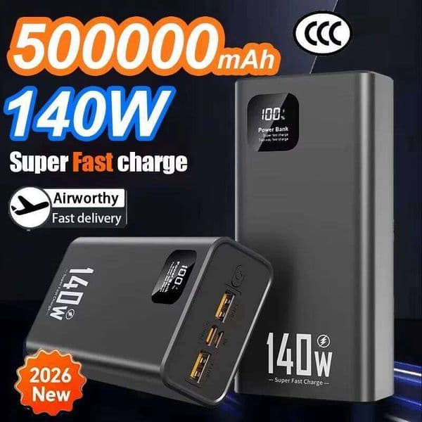 140W 500000mAh High Capacity Power Bank Super Fast Charging Portable Battery Charger Digital Display For iPhone H260227