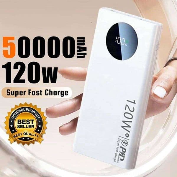 120W 50000mAh High Capacity Power Bank Fast Charging Powerbank Portable Battery Charger For iPhone H260227