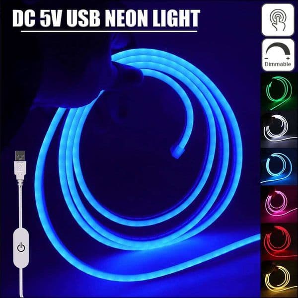 DC 5V USB Touch Dimmerable Neon Strip 120Leds/M DIY Home Decor Flexible Ribbion Rope LED Light White/Blue/Pink/Yellow/Green Z260227