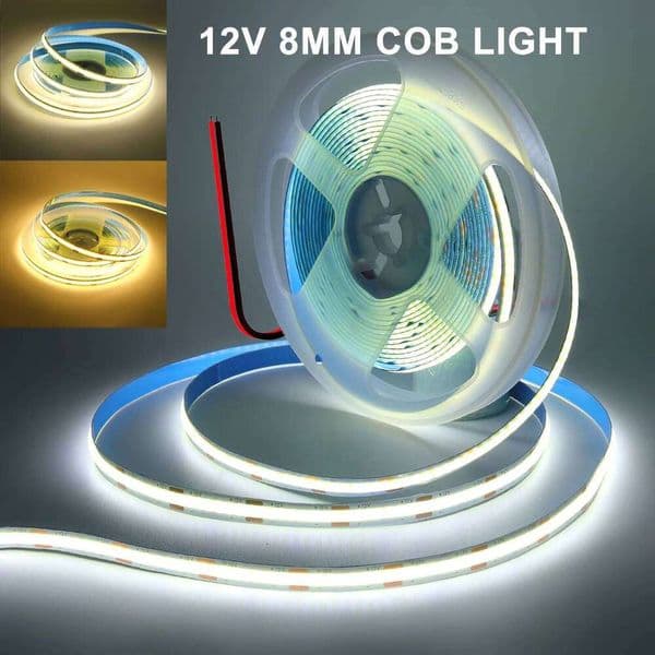 DC12V COB Strip 8MM 320LEDs/m Flexible Tape Ribbon 3000K 4000K 6000K High Density FOB LED Lights Kitchen Room Decor Z260227