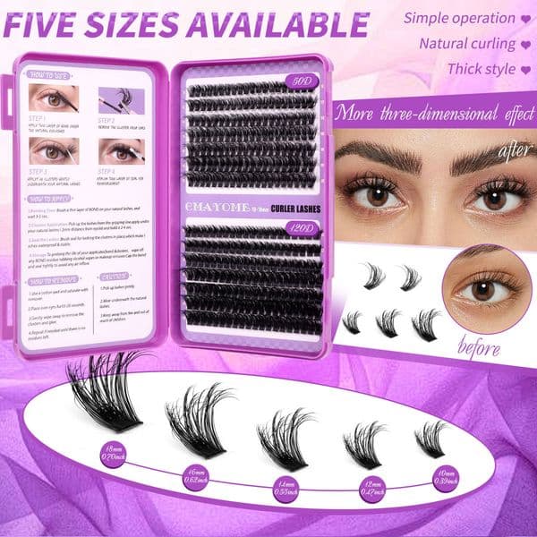 DIY Lash Clusters Fluffy Wispy Individual Eyelashes Thick Natural D Curled DIY Segmented Eyelash Extensions Makeup Accessory for Eyes Grafted Lashes