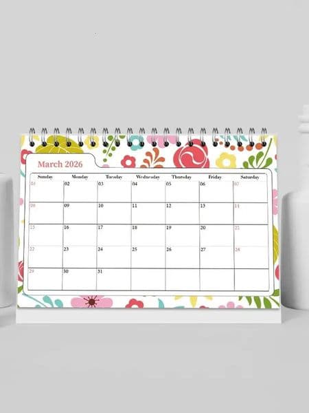 1pc 2026 Calendar Floral Desktop Calendar12-Month Monthly Planner Desk CalendarWall Calendar Birthday Christmas Gift 260203