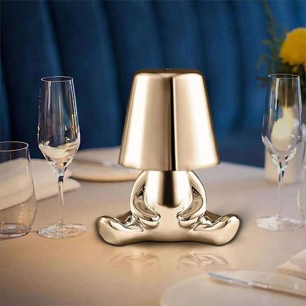 Bedhead touch creative gold decoration thinker statue LED desk lamp, USB charging 3-level Brigh Z260226