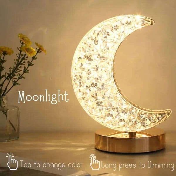 Bedroom Crystal Touch Dimming Night Light Girls Room Home Decor Aesthetics USB Bedside LED Ambient Table 3d Moon Lamp Z260226