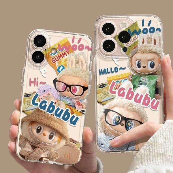 Cartoon Doll Labubu Apple 17 Phone Case iPhone 15 Full Cover 14 Transparent 13 Space 12 Couple 11 Soft