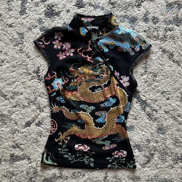 Ethnic Clothing Y2K Summer Women T-Shirt Chinese Style Short-Sleeved T-Shirt Grunge Streetwear Crop Top Sweet Girl Punk Gothic Clothing T-Shirt