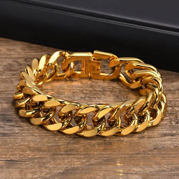 Vnox Chunky Stainless Steel Cuban Chain Bracelet for Men 15mm Width 748 / 8 Inches Length Classic Male Wristband Jewelry 260228