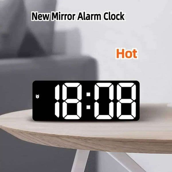 Mirror Digital Alarm Voice Controlled Battery Powered Snooze Night Mode 12/24H Electronic Desk Lamp Clock Home Decor 26W0228