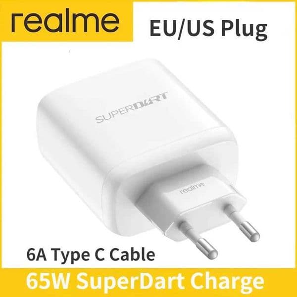 For EU/US Plug Realme 65W SuperDart Charger Power Adapter Official For Realme 10 Pro Plus GT Neo2T GT2 Q5 9 Pro 8 7 65W Super Dart X260228